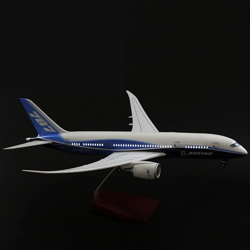 1:130 47 см Boeing B787 модель самолета из смолы пластиковая модель самолета с светильник и колесами для коллекции моделей подарок