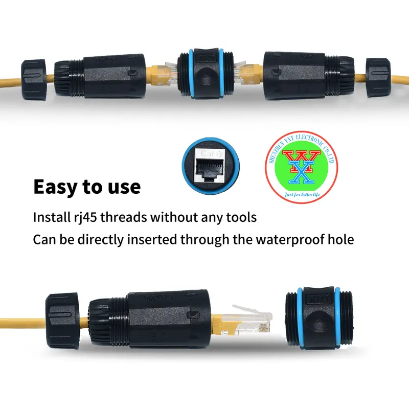 YXY IP68 RJ45 Outdoor CAT6 STP Waterproof Connector Nylon PA66 Rubber Ring Material - Image 6
