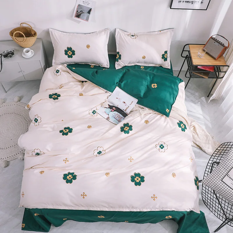 

3/4pcs/set Comfortable White Flower Elk Space Printing Family Bedding Set Solid Bed Linings Duvet Cover Bed Sheet Pillowcases
