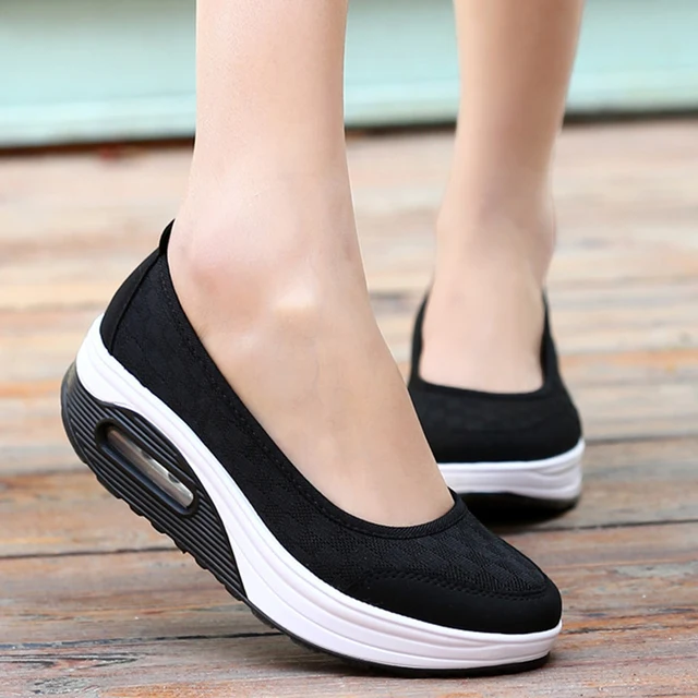 Women Shoes Comfortable Heels Vulcanized Shoes For Platform Shoes Casual Zapatos Mujer Slip On Spring Autumn Chaussure Femme 1