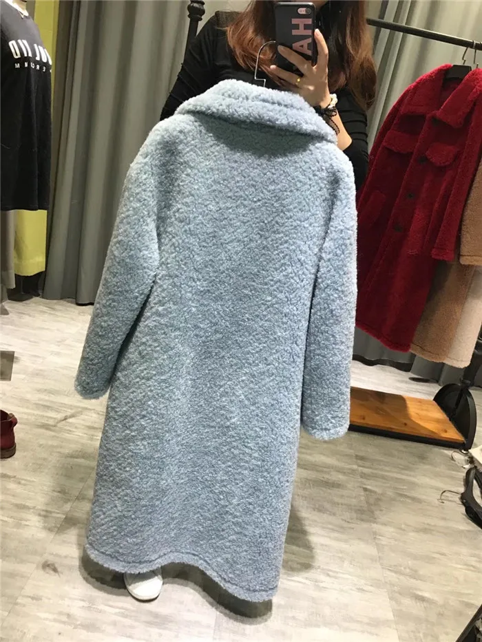 Зимнее женское пальто из овечьей шерсти, модное длинное пальто с отложным воротником, Женское пальто из шерсти