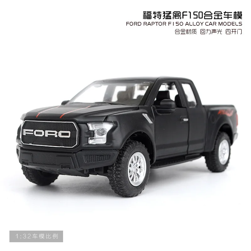 

1: 32 Simulation Ford Raptor F150 Alloy Car Model Children Sound Light Cross Country Pickup Toy Car Boy Gift Black