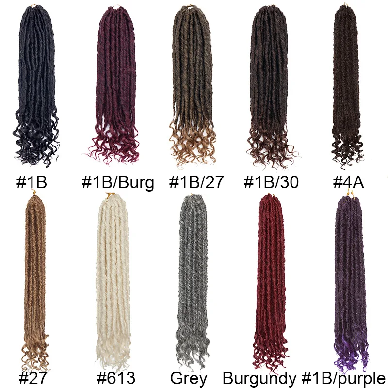BENEHAIR Goddess Faux Locs Crochet Hair 24 Strands Crochet Braiding Synthetic Hair Afro Braids Hair Extension Curly Ends Ombre 4