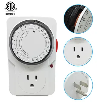 

US Save Time 24 Hours On OFF Programmable Mechanical Mini Timer Switch 15A 125V ETL Energy Saver US Plug 15A 125V