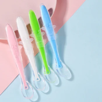 

1 Pc Baby Silicone Spoon Cute Cartoon Baby Safe Feeding Tableware Soft Head Soup Spoon For Children Kids Supplies