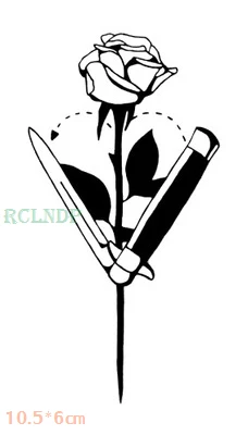 

Водостойкая Временная тату-наклейка, нож, роза, цветок, растение, малый размер, боди-арт, флэш-тату, искусственная тату для мужчин и женщин