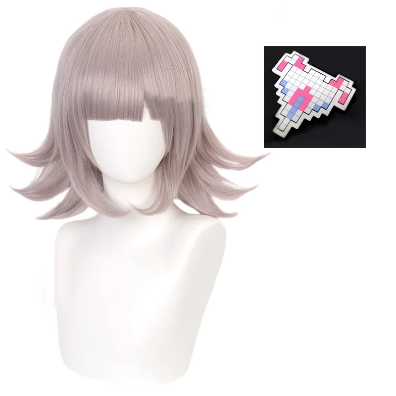 Короткий парик Nanami ChiaKi коричнево-розовый Dangan Ronpa термостойкий для косплея Super