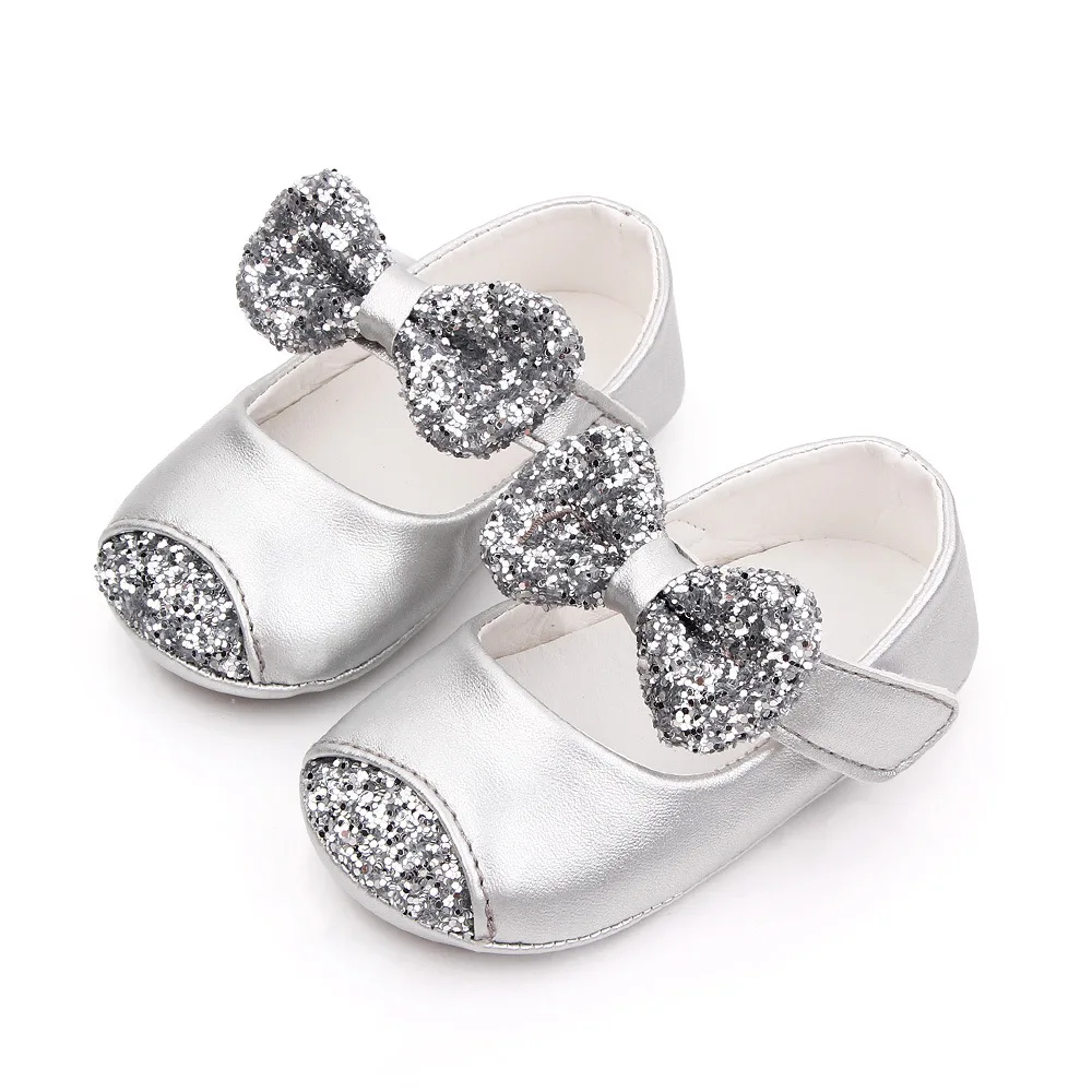 Newborn Baby Girl Shoes Toddler Leather Moccasins First Walker Casual Bling Bows Loafers Infant Doll Shoes for Learning Walking