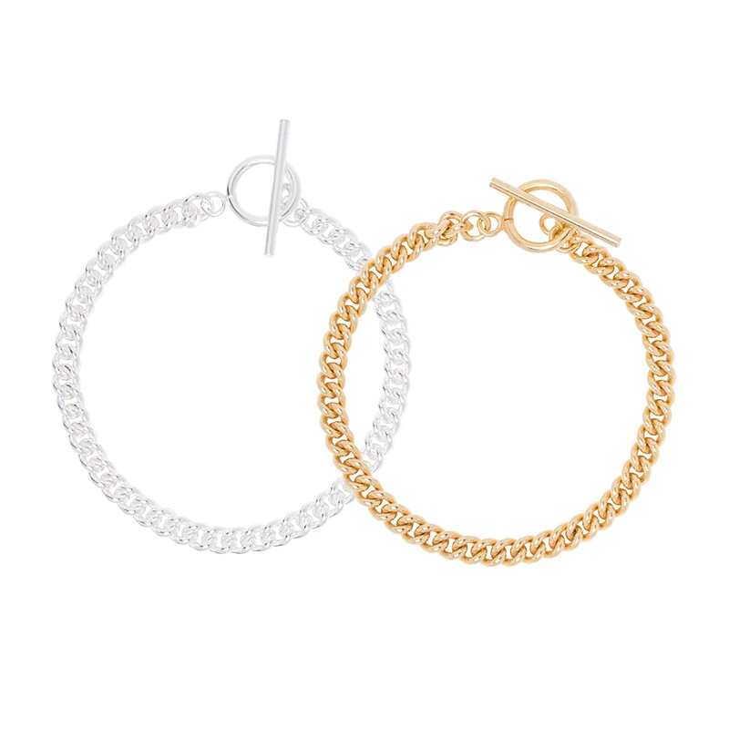 

pulseras mujer moda 2019 simple chain chunky bracelets for women chic Baby Gold Curb Link bracelet femme gifts wholesale