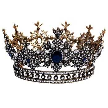 

Baroque Queen Crown For Women-Small Round Crown For Pageant,Photograph,Theater,Party-Royal Medieval Coronet And Scepter Costume