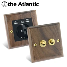 Wood Retro Toggle Switch Vintage Solid Lever Lamp Light Switch Wall Power Socket Brass Lever RJ45 TV EU France Black Walnut