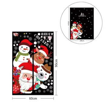 

Cartoon Christmas Stickers For Window Showcase Removable Santa Clause Snowman Home Decor Decal Adhesive PVC New Year Glass Mural