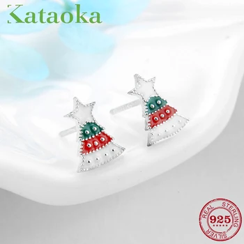 

100% Authentic Christmas tree 925 Sterling Silver Stud Earrings Women DIY Party Girls Gifts 2018 trendy