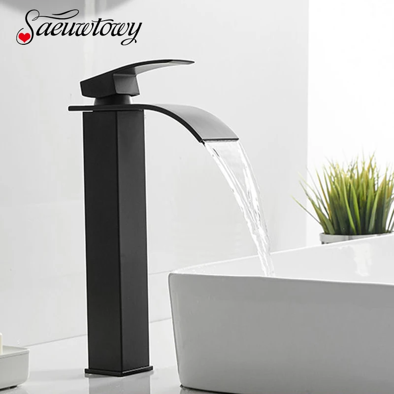 Cascata lavabo nero lavabo lavabo bagno rubinetto bagno Nordic vernice nera  rubinetto monoforo - AliExpress