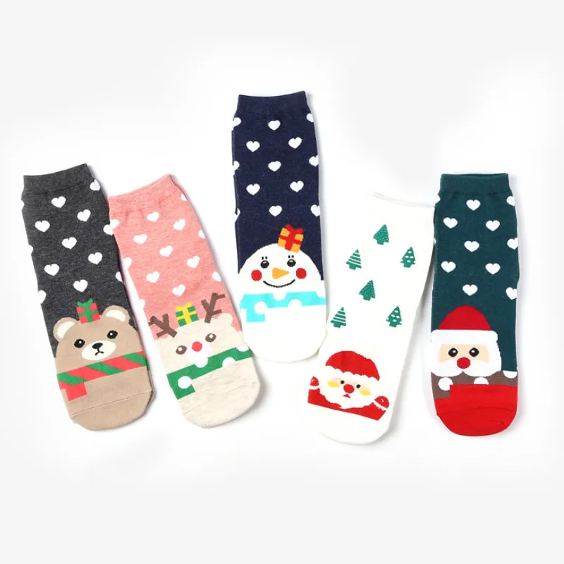 

Women Cute Christmas Socks Cotton Korean Style Calcetines Mujer Funny Socks Female with Heart Cartoon Picture Meias EUR34-39 44