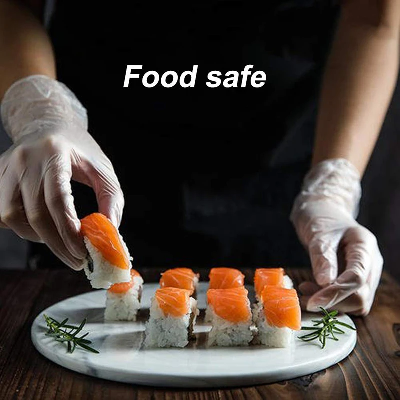 Disposable Gloves 100 Pcs Vinyl PVC Powder Free Kitchen Outdoor Safety Protect Non-slip