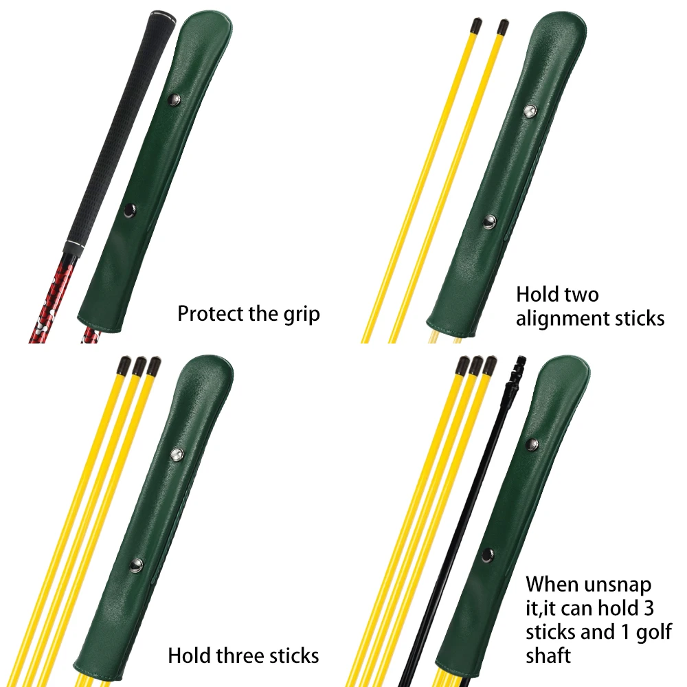 Golf Alignment Stick Covers PU Leather Tour 7 styles simple color with button for 2 sticks or club grip