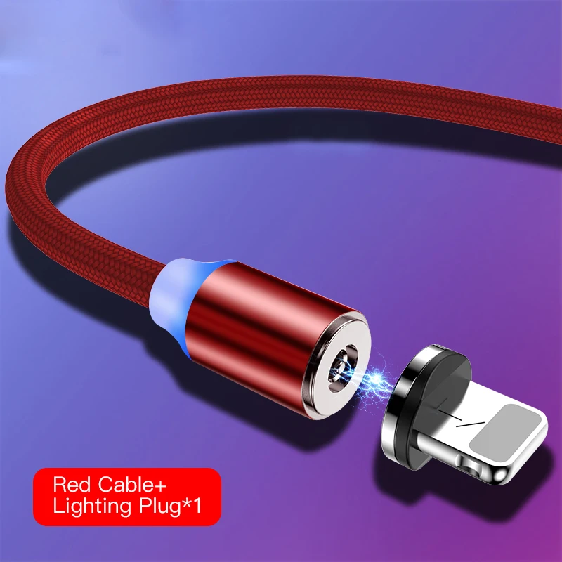 Ihuigol магнитные кабели зарядного устройства 2 в 1 освещение для iPhone X 7 8 Plus зарядный кабель type-C для huawei P20 Micro USB для samsung - Цвет: For IOS Red