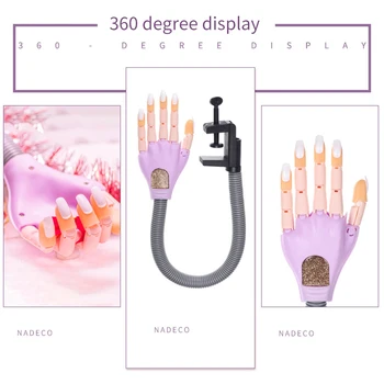 

Movable Display False Flexible Manicure Practice Tools Nail Training Hand With 100pcs Tips Model Professional Simulation Fingers