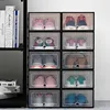 Boîte à chaussures de rangement transparente et anti-poussière, 6 pièces, armoire épaisse d'organisation des baskets, combinée, pouvant être superposée ► Photo 1/6