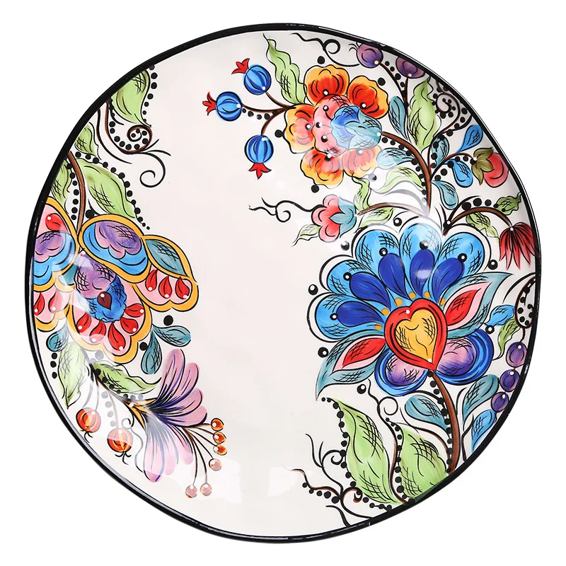 Европейский стиль цветочные столовые приборы набор керамическое обеденное блюдо фарфоровая десертная тарелка фрукты столовая посуда набор столовые инструменты