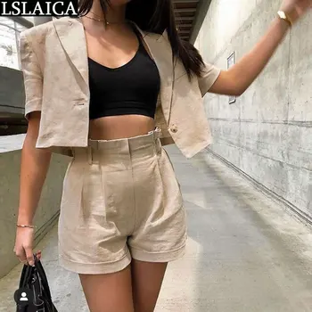 

Autumn New Two Piece Outfits For Women Solid Short Elegant Women Business Suit&Shorts Temperament OfficeTwo-Piece Set