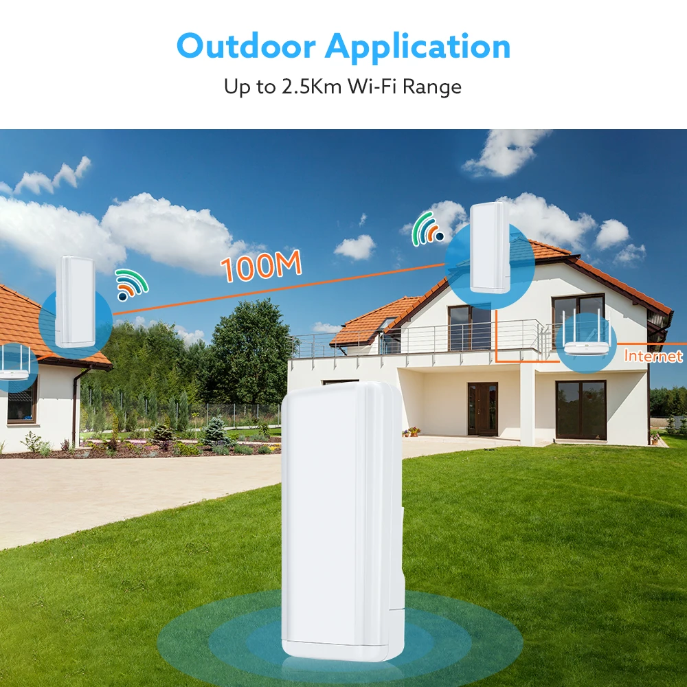 2 Chiếc Không Dây Mở Rộng Sóng Wifi 5Ghz WiFi Cầu CPE Ngoài Trời Router Wifi 4G 5.8Ghz 450Mbps Repetidor tầm Xa Điểm Truy Cập