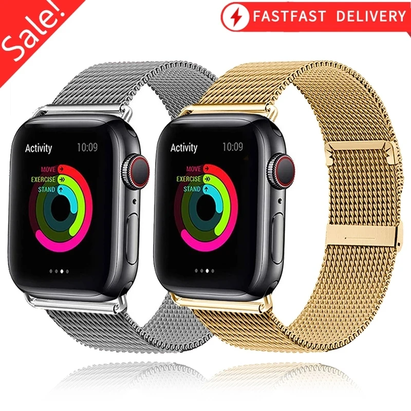 Ремешок Миланская петля для Apple Watch Band 42 мм 44 браслет из нержавеющей стали iWatch series 6