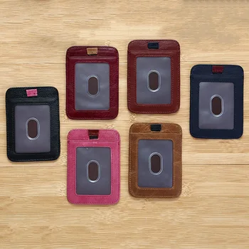 

Credit Card Holder Men Metal Vintage Aluminium Blocking Holder Box Crazy Horse Cow Leather Card Wallets Brand Designer