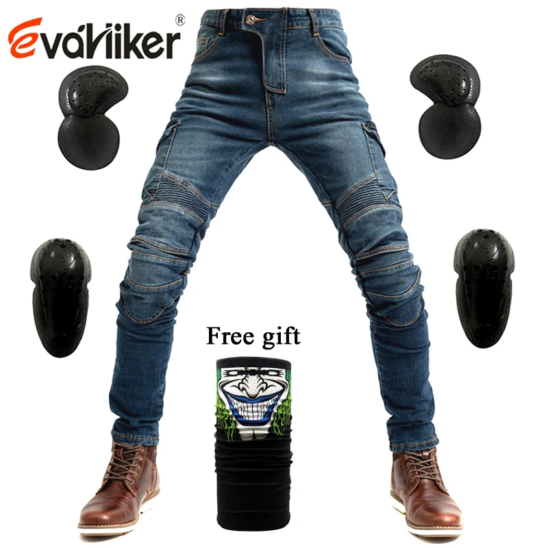 

2019 New Motorcycle Pants Men Moto Jeans Protective Gear Riding Touring Motorbike Trousers Motocross Pants 06 blue Moto Pants
