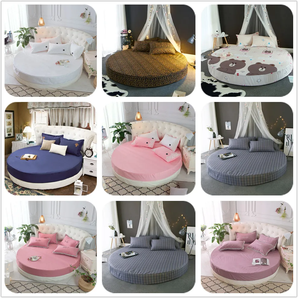 Solid Color Summer Pure Cotton Round Fitted Sheet Round Bed Sheet Bedding Set Customizable Mattress Topper 200cm 220cm