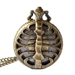 Антикварные стимпанк ребра полые кварцевые карманные часы ожерелье унисекс цепь ретро кулон ювелирные изделия