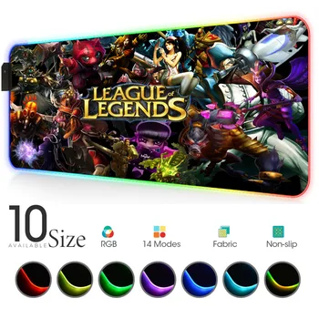 

League of legends RGB Mouse Pad Gamer Accessories Large LED best gaming MousePad XXL Gaming Desk PC with Backlit Mause Carpet