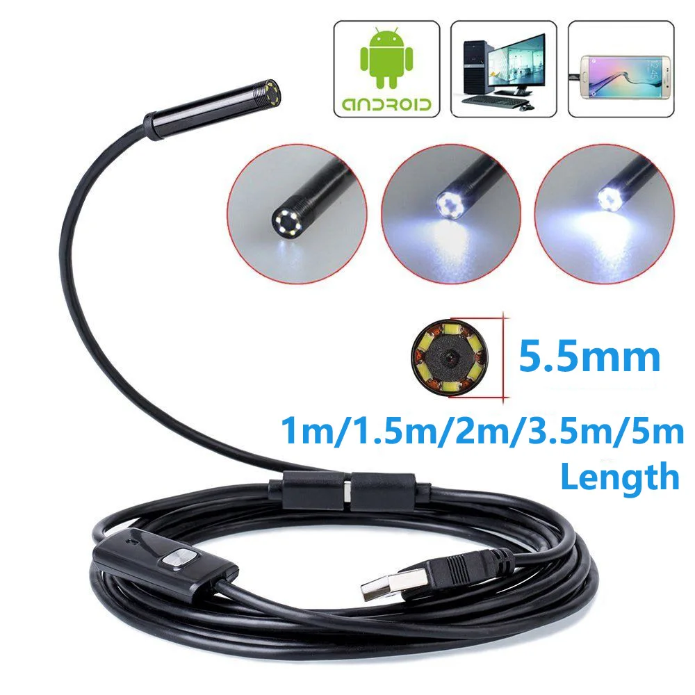

Sale Mini micro Endoscope 1-3.5M Android Borescope OTG Micro USB Endoscope 1.3 Megapixel 5.5mm Camera Pipe Endoscope D30