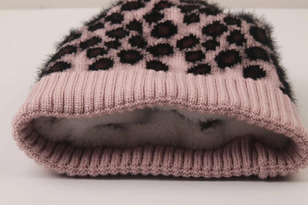DANKEYISI зимние теплые женские вязаные шапки натуральный помпон из меха енота шляпа леди толстый Леопардовый берет для женщин шапка бини
