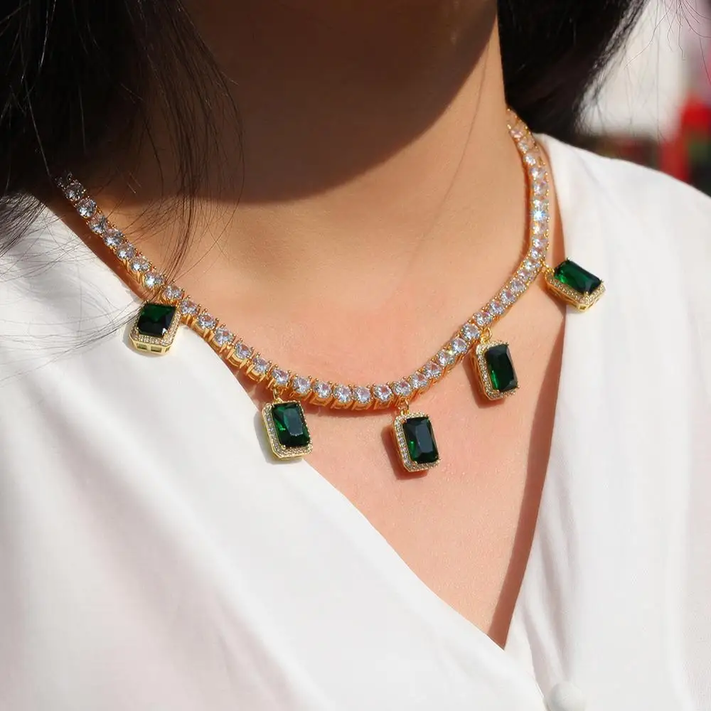 Wind colored gem pendant tennis chain necklace creative personalized hip hop item | Украшения и аксессуары