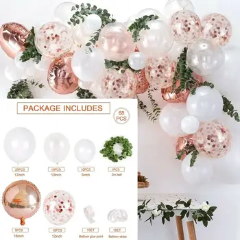 

68Pcs Rose Gold Balloon Arch Garland Kit Turtle Leaf Baby Shower Wedding Birthday Party Decoration