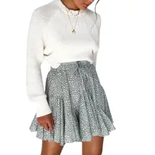 Модное женское Плиссированное мини-платье с леопардовым принтом и высокой талией,, уличная одежда, женские юбки выше колена с завязками LS6312G