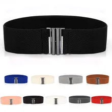 Wide Elastic Belt Solid Color Corset Belt Metal Buckle Lady Fashion Cummerbands Stretch Cinch Waistband Women Waist Belt 2021