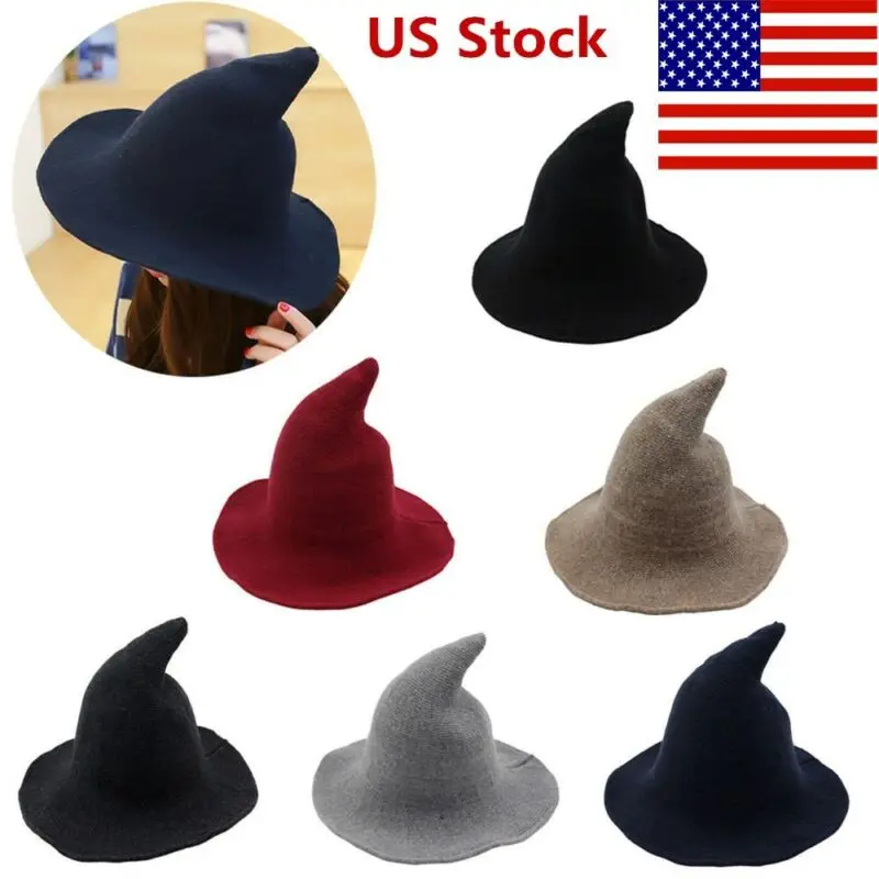 Хэллоуин модная шляпа ведьма разнообразная по овчине шерстяная шапка вязаная Рыбацкая шляпа женская Ведьма остроконечная раковина ведро