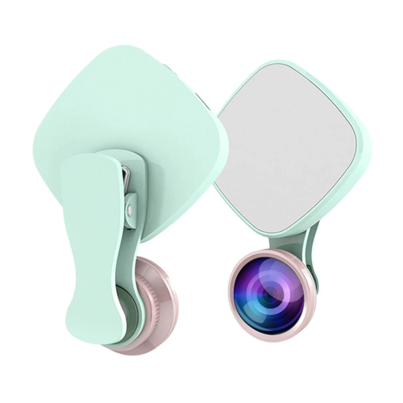 

Selfie Ring Light with HD 3 in 1 Fisheye Wide Angle Macro Lens Flash Led Camera Phone Photography Lens Green