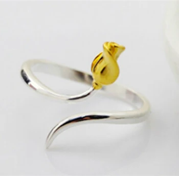 

Genuine 100% 925 Sterling Silver Rose Flower Rings for Women Simple Solid Silver Rings Party Vintage Jewelry