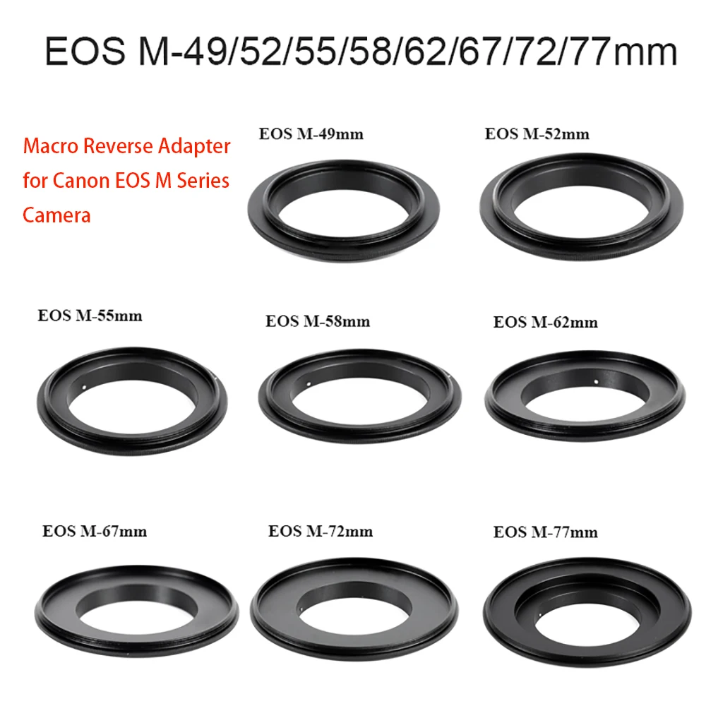 

LingoFoto Macro Reverse Lens Adapter 49/52/55/58/62/67/72/77mm-EOS M for Canon EOS EF-M mount Camera M6 M50 M200 etc.