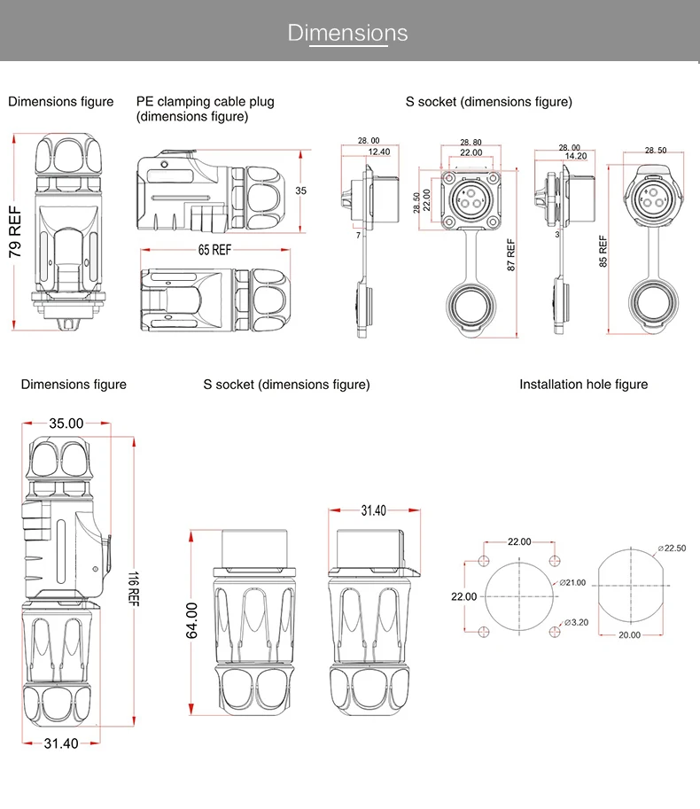 Série XHP20 Conector de cabo impermeável de
