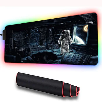 

Astronaut Space RGB LED Large Mouse Pad USB Lighting Gaming Gamer Mousepad Keyboard Non-slip Colorful Luminous for PC Mice Mat