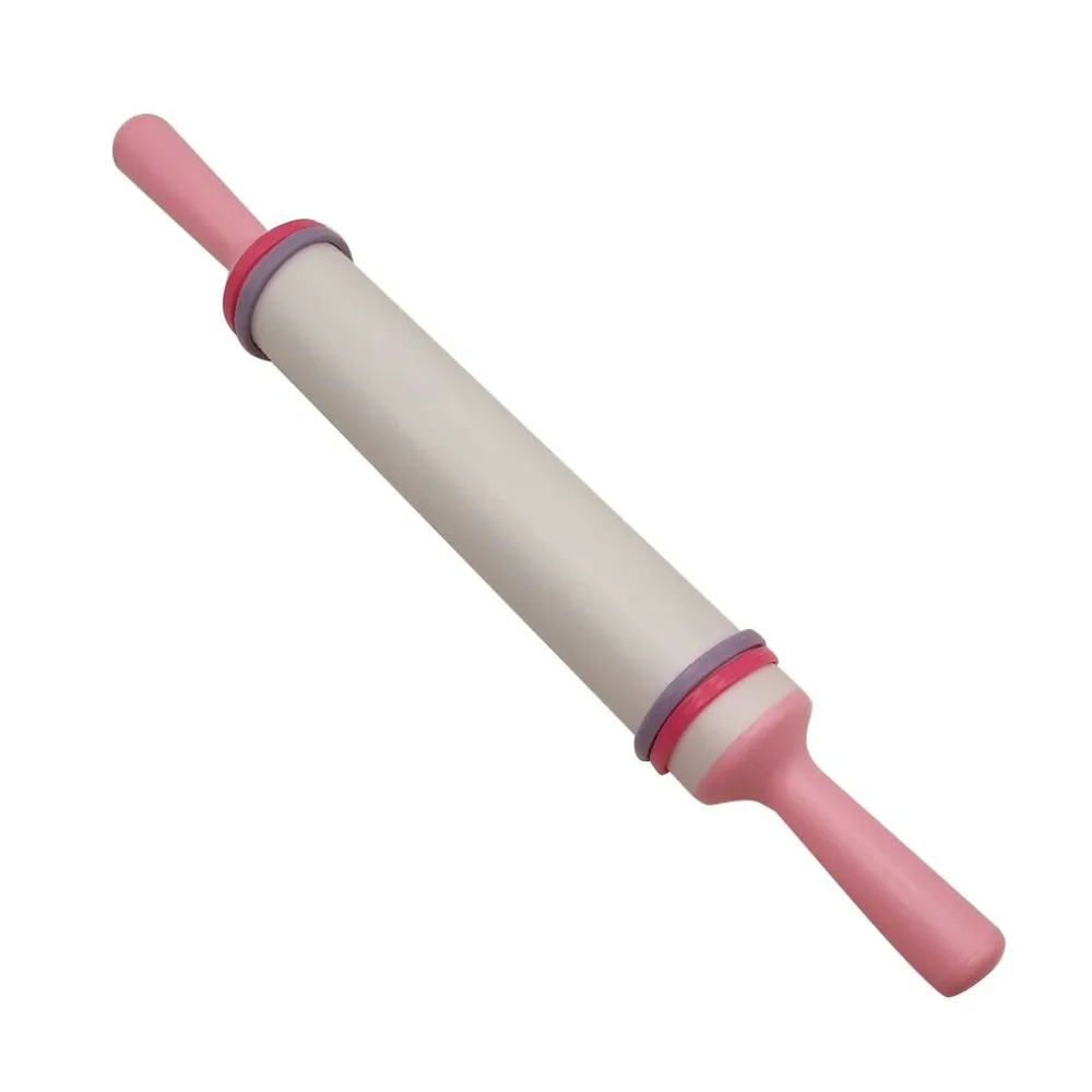Pastic Non-Stick Fondant Rolling Pin Tool Portable Embossed Rolling Pin Heart Pattern Fondant Pastry Cake Decorating Tool