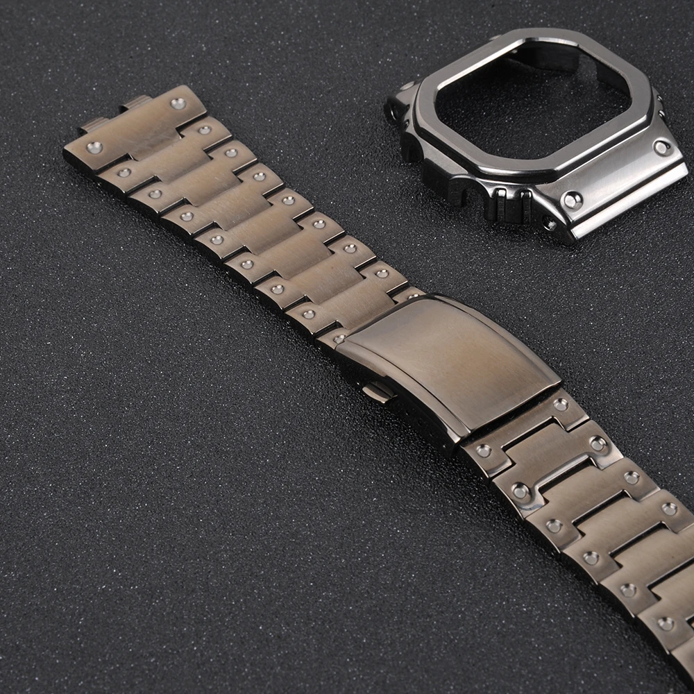 DW5600/5610 Cool/Classic Black Watch Set Modification Watchband Bezel 316L Stainless Steel