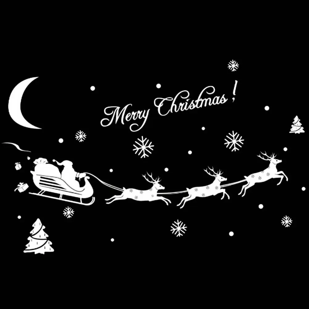 Мода Рождество Санта Клаус карета олень виниловые наклейки на окна стену | Дом и