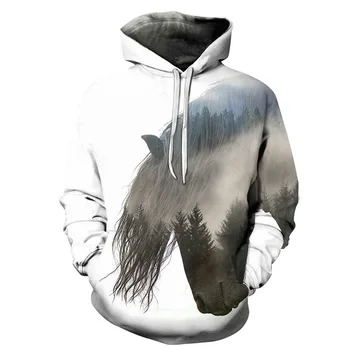 

Casual Horse Printed 3D Sweatshirt Hoodies Men Women Animal Design Streetwear For Male Spring Long Sleeve Tracksuit Man Jacket