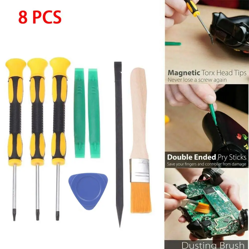 

BAAQII Replacement 8pcs Screwdriver Tool Repair Kit Set for Xbox for 360 for Xbox One Controller for PS3 for PS4 GA0173